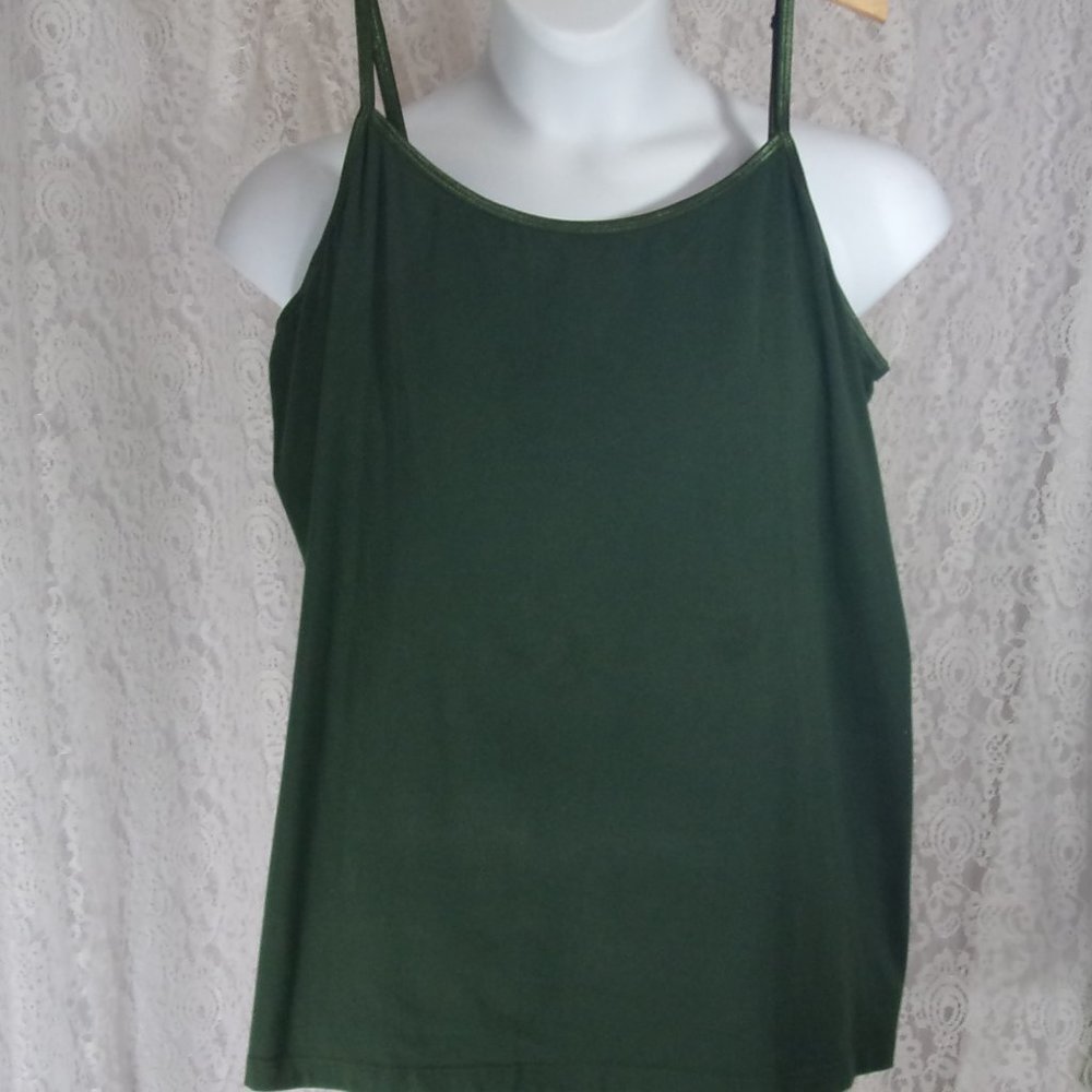 Olive Green Knit Camisole Built in Bra NWOT Plus